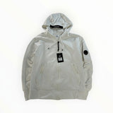 Secondstore white C.P. Company cotton full zip hooded sweatshirt with iconic sleeve lens and side zip pockets