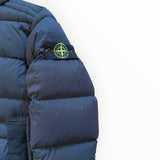 Doudoune Secondstore Stone Island noire en nylon stretch avec badge emblématique sur la manche gauche