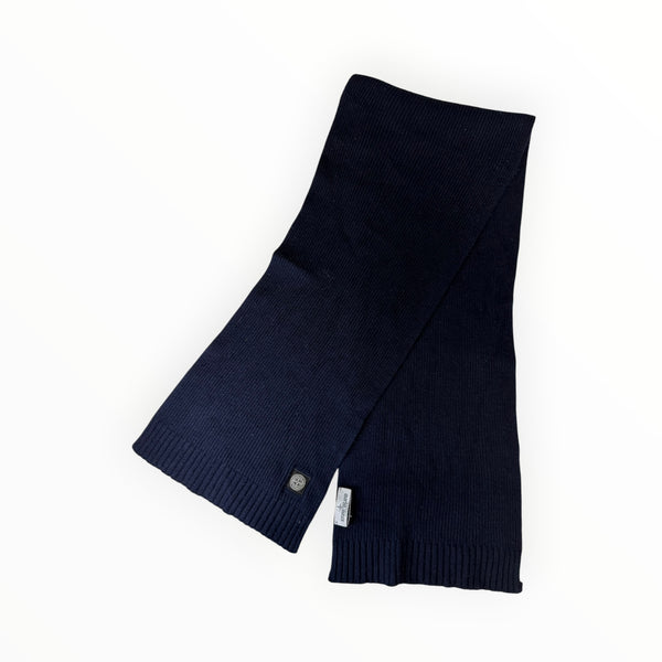 Écharpe en maille côtelée bleu marine Secondstore avec écusson Stone Island Junior
