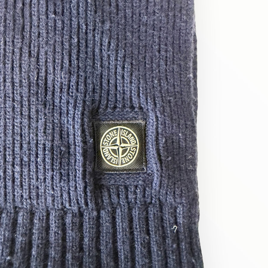 Écharpe Secondstore Stone Island Junior en maille côtelée bleu marine avec écusson logo emblématique