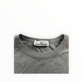 Secondstore grey Stone Island crewneck sweatshirt featuring a ribbed collar and internal brand logo label