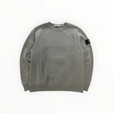 Secondstore grey Stone Island crewneck sweatshirt in soft cotton with signature compass badge on the left sleeve