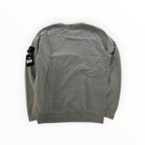 Secondstore grey Stone Island crewneck sweatshirt in cotton with iconic compass patch on the left sleeve