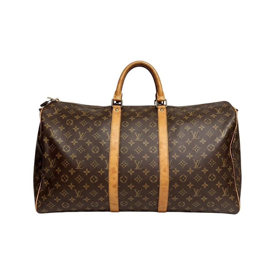 Sac de voyage Secondstore Louis Vuitton Keepall 55 en toile Monogram, vue de face