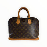 Sac à main Secondstore Louis Vuitton Alma en toile Monogram marron avec poignées et base en cuir de vachette naturel