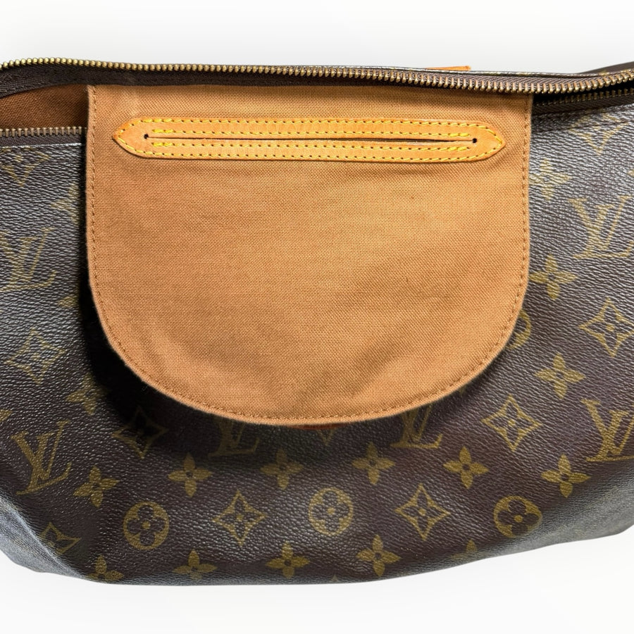 Intérieur du sac Secondstore Louis Vuitton Speedy en toile Monogram avec poche plate en tissu marron
