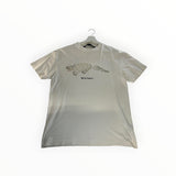 Secondstore off-white Palm Angels cotton t-shirt featuring a distressed crocodile graphic and logo on the chest.