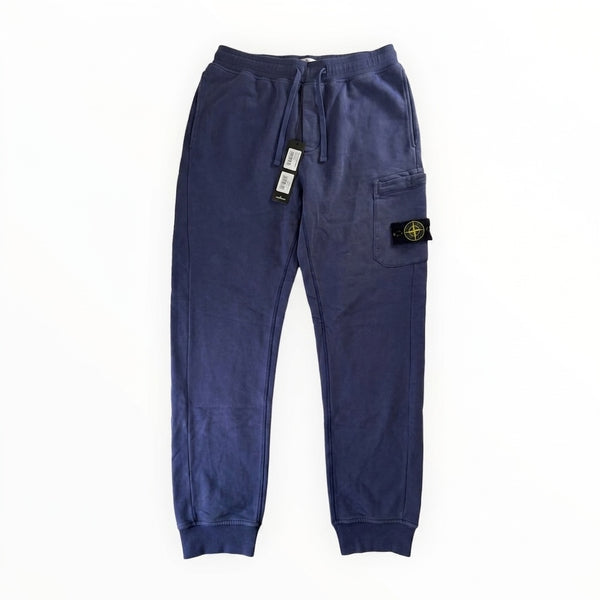 Pantalon de jogging Secondstore Stone Island bleu en coton avec poche cargo et écusson emblématique sur la cuisse