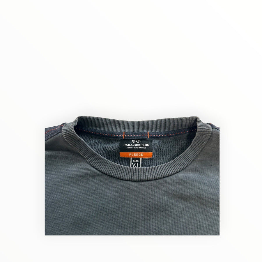Secondstore Parajumpers charcoal grey crewneck sweatshirt with ribbed collar and orange interior stitching detail