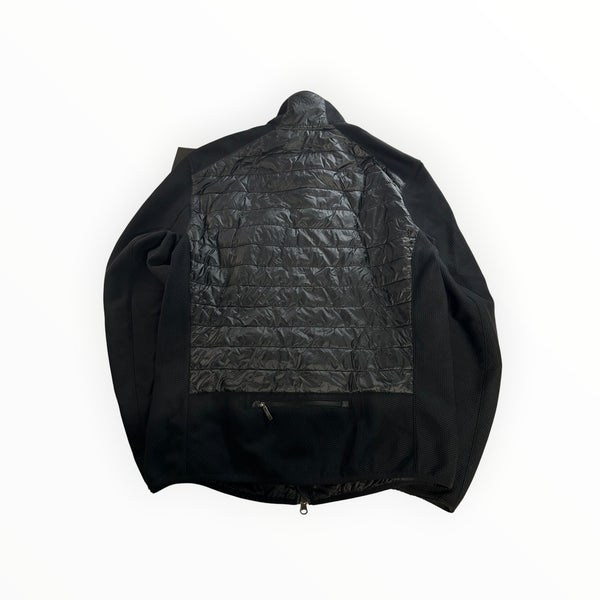 Secondstore black Parajumpers hybrid jacket featuring quilted nylon back panel and textured knit sleeves