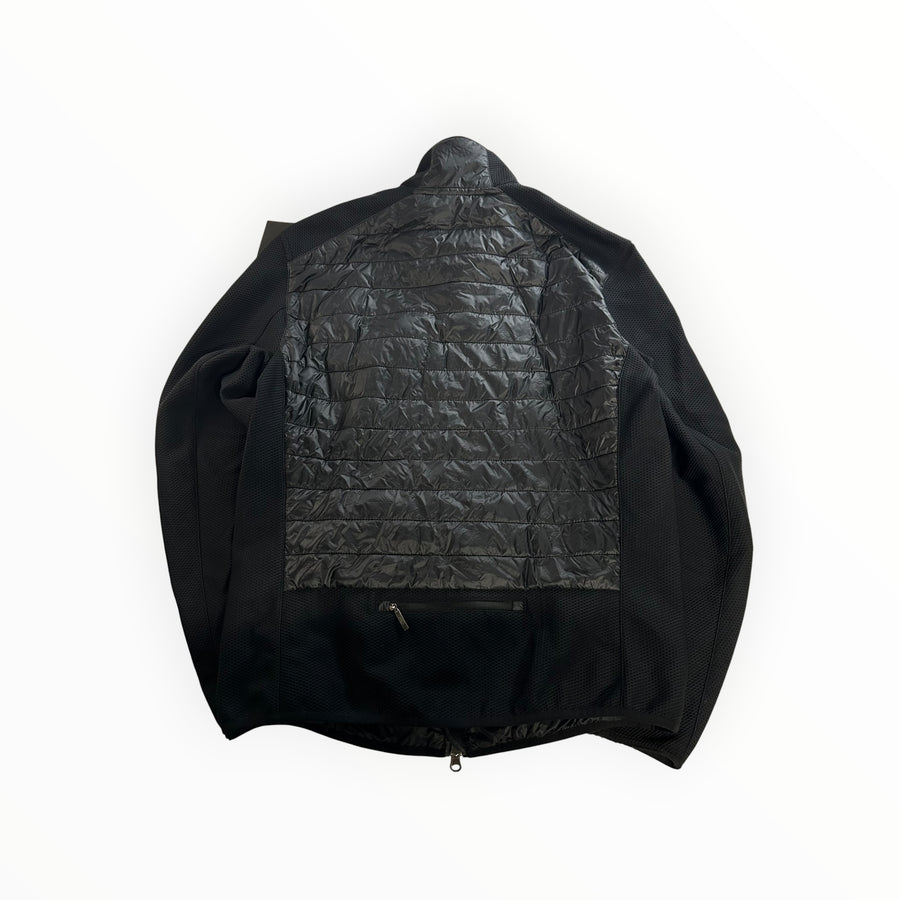 Secondstore black Parajumpers hybrid jacket featuring quilted nylon back panel and textured knit sleeves