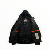 Veste hybride noire Secondstore Parajumpers avec intérieur matelassé, capuche et détails orange contrastants