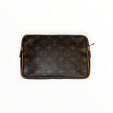 Pochette Secondstore Louis Vuitton en toile Monogram marron avec finitions en cuir et fermeture zippée