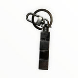 Porte-clés Secondstore Louis Vuitton en métal argenté sombre avec design géométrique à cubes et mousqueton gravé