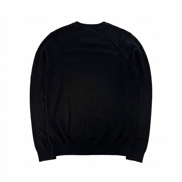 Pull Secondstore C.P. Company noir à col rond en coton avec manches raglan et finitions en maille côtelée