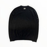 Pull Secondstore C.P. Company noir à col rond en coton avec poche zippée et lentille iconique sur la manche gauche