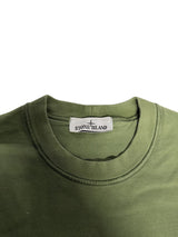 Pull Stone Island vert classique - col et étiquette
