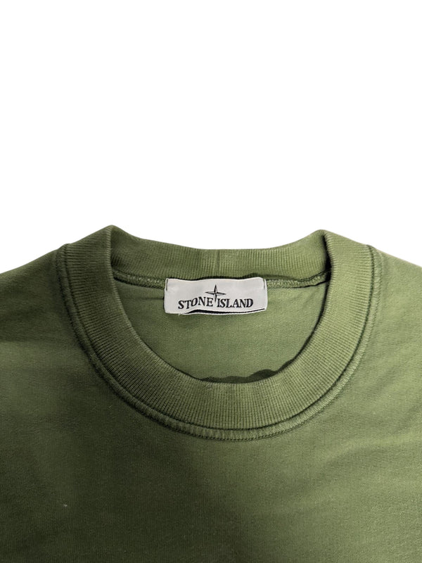 Pull Stone Island vert classique - col et étiquette