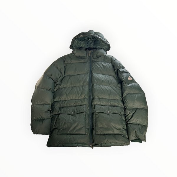 Doudoune Secondstore Pyrenex vert profond matelassée à capuche avec logo sur la manche et poches frontales
