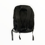 Vue arrière du sac à dos noir Secondstore C.P. Company en nylon avec bretelles ergonomiques et panneau en mesh
