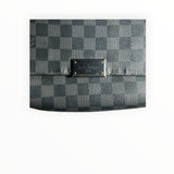 Sac bandoulière Secondstore Louis Vuitton en toile Damier Graphite grise et noire avec plaque métallique gravée