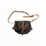 Sac bandoulière Secondstore Louis Vuitton en toile Monogram marron avec finitions en cuir de vachette naturel