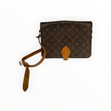 Sac bandoulière Secondstore Louis Vuitton en toile Monogram marron avec finitions en cuir naturel et sangle réglable