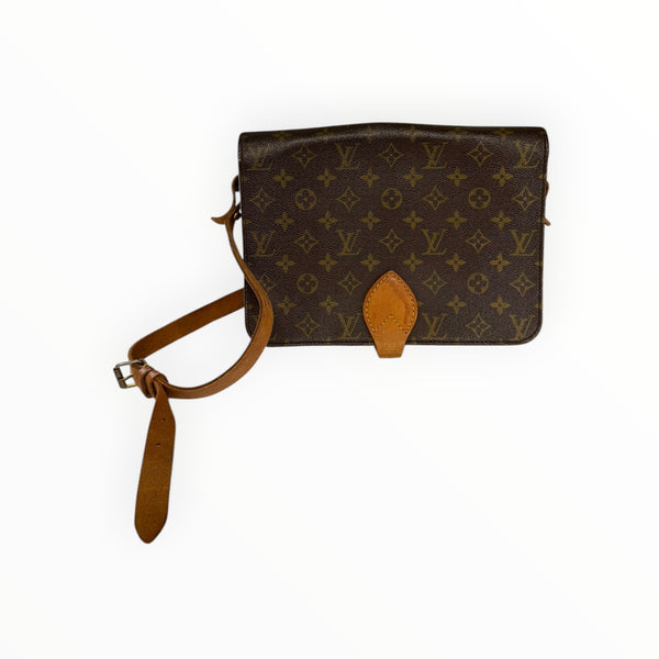 Sac bandoulière Secondstore Louis Vuitton en toile Monogram marron avec finitions en cuir naturel et sangle réglable