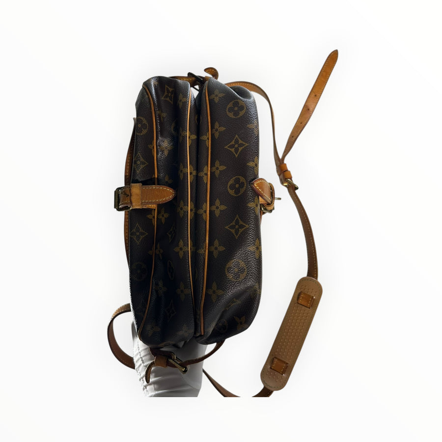 Sac bandoulière Secondstore Louis Vuitton en toile Monogram marron avec finitions en cuir naturel et bandoulière