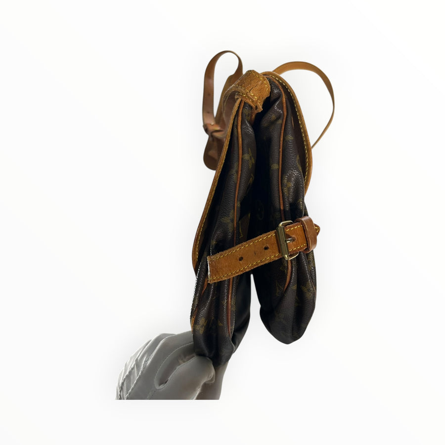 Sac bandoulière Secondstore Louis Vuitton en toile Monogram marron avec finitions en cuir naturel et détails dorés