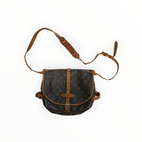 Sac bandoulière Secondstore Louis Vuitton en toile Monogram marron avec finitions en cuir naturel et détails dorés