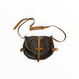 Sac bandoulière Secondstore Louis Vuitton en toile Monogram marron avec finitions en cuir de vachette naturel
