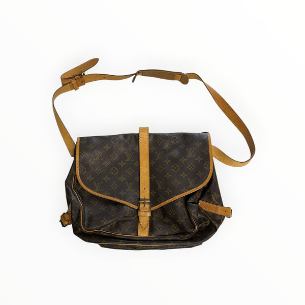 Sac besace Secondstore Louis Vuitton en toile Monogram marron avec finitions en cuir de vachette et bandoulière