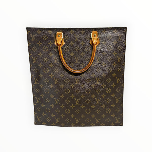 Sac cabas Secondstore Louis Vuitton en toile Monogram marron avec anses en cuir de vachette naturel