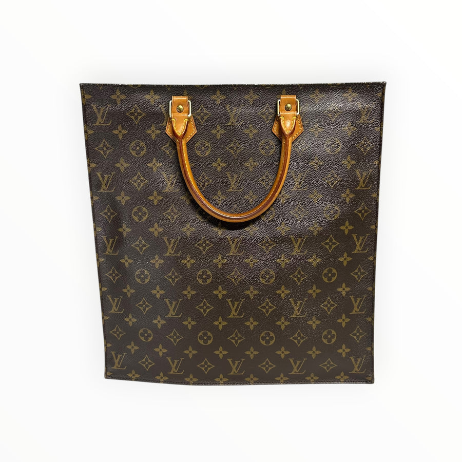 Sac cabas Secondstore Louis Vuitton en toile Monogram marron avec anses en cuir de vachette naturel