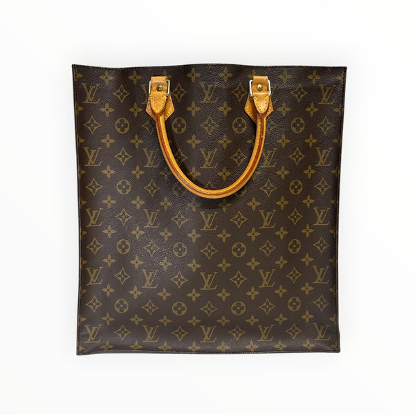 Sac cabas Secondstore Louis Vuitton en toile Monogram marron avec anses en cuir de vachette naturel