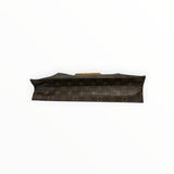 Vue de dessus du sac cabas Secondstore Louis Vuitton en toile Monogram marron avec finitions en cuir naturel