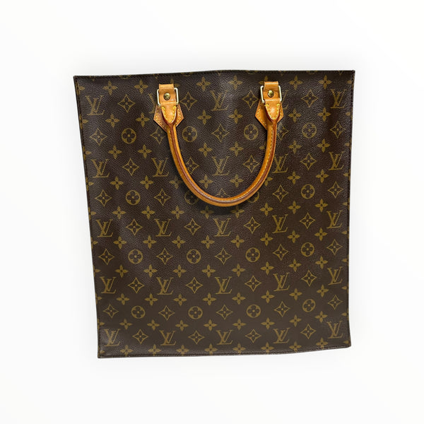 Sac cabas Secondstore Louis Vuitton en toile Monogram marron avec anses en cuir de vachette naturel