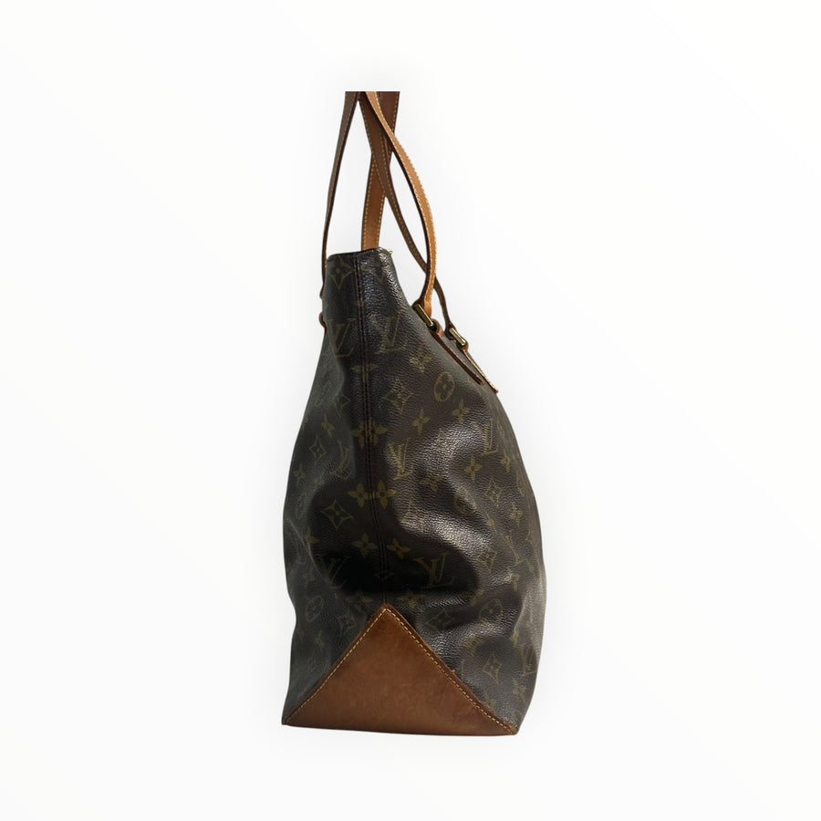 Sac cabas Secondstore Louis Vuitton en toile enduite monogrammée marron avec anses et base en cuir de vachette