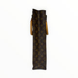 Vue latérale du sac cabas Secondstore Louis Vuitton en toile Monogram marron avec anses en cuir naturel