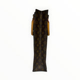 Vue latérale du sac cabas Secondstore Louis Vuitton en toile Monogram marron avec anses en cuir de vachette naturel