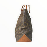 Sac cabas Secondstore Louis Vuitton en toile enduite monogrammée avec base et anses en cuir de vachette naturel