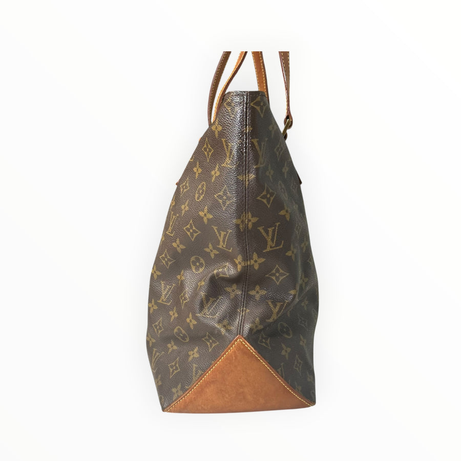 Sac cabas Secondstore Louis Vuitton en toile enduite monogrammée avec base et anses en cuir de vachette naturel