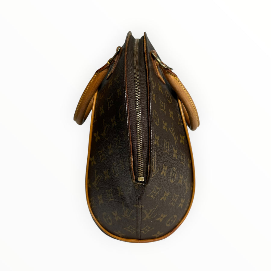 Sac à main Secondstore Louis Vuitton Ellipse en toile Monogram marron avec finitions en cuir naturel et fermeture zippée