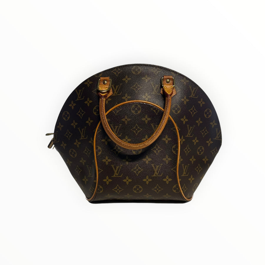 Sac à main Secondstore Louis Vuitton Ellipse en toile Monogram marron avec anses en cuir de vachette naturel