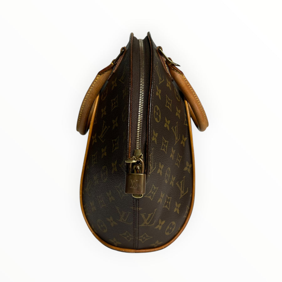 Sac à main Secondstore Louis Vuitton Ellipse en toile Monogram marron avec finitions en cuir et cadenas doré