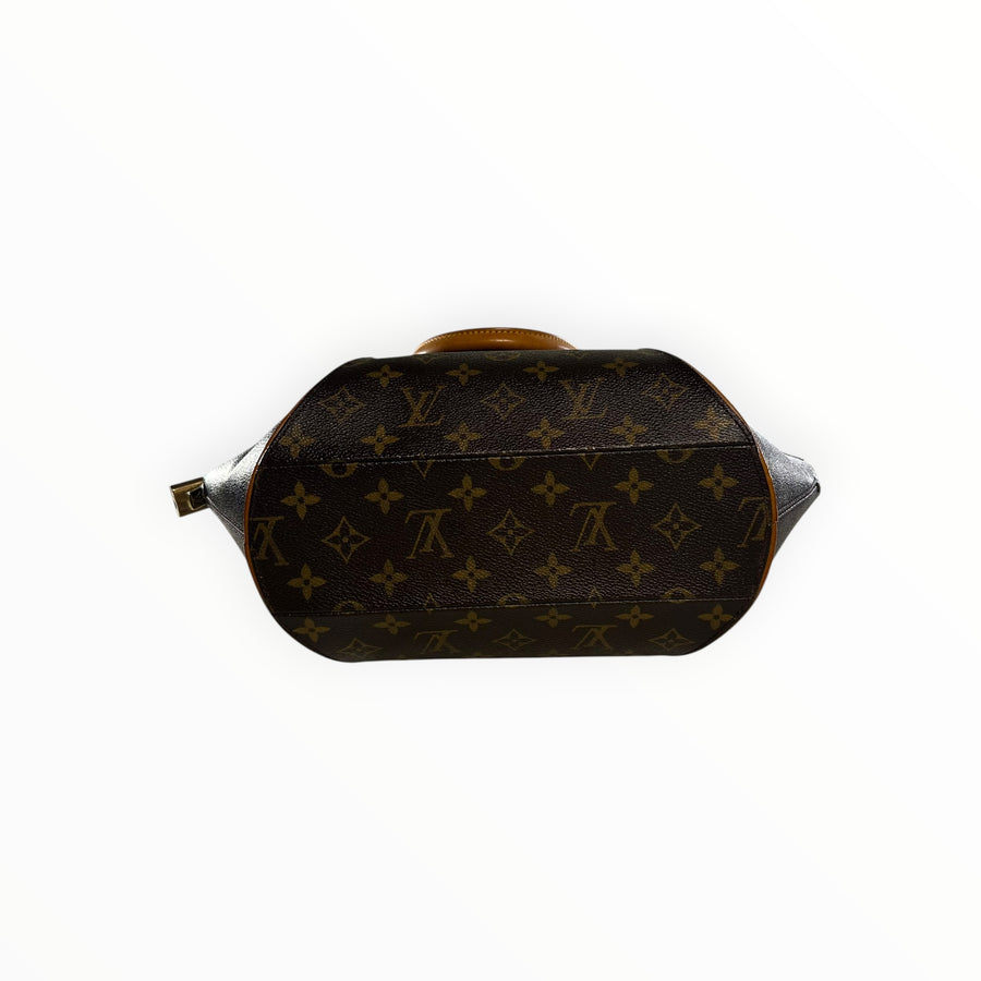 Sac à main Secondstore Louis Vuitton Ellipse en toile Monogram marron avec finitions en cuir et détails dorés
