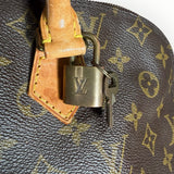 Cadenas doré avec clé sur sac à main Secondstore Louis Vuitton Alma en toile Monogram marron et cuir naturel