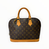 Sac à main Secondstore Louis Vuitton Alma en toile Monogram marron avec anses et finitions en cuir de vachette naturel