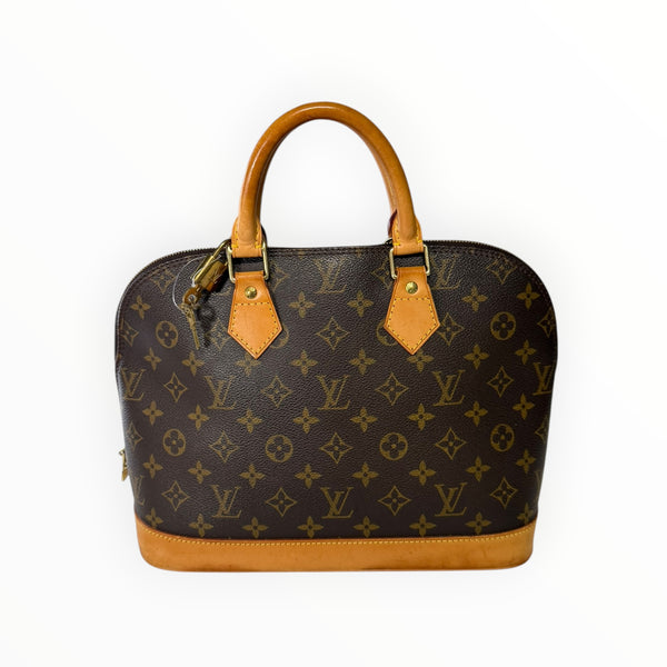 Sac à main Secondstore Louis Vuitton Alma en toile Monogram marron avec anses et finitions en cuir de vachette naturel